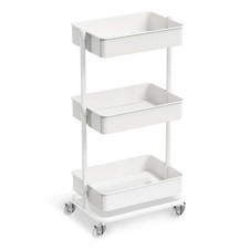 ORCHIDLEAF 3 TIER UTILITY ROLLING CART, HEAVY DUTY METAL ROLLING CART - WHITE