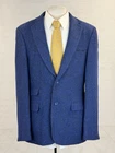 Biarelli Men Dark Heather Blue Heavy Tweed Wool Blazer 42L Two Button Sport Coat