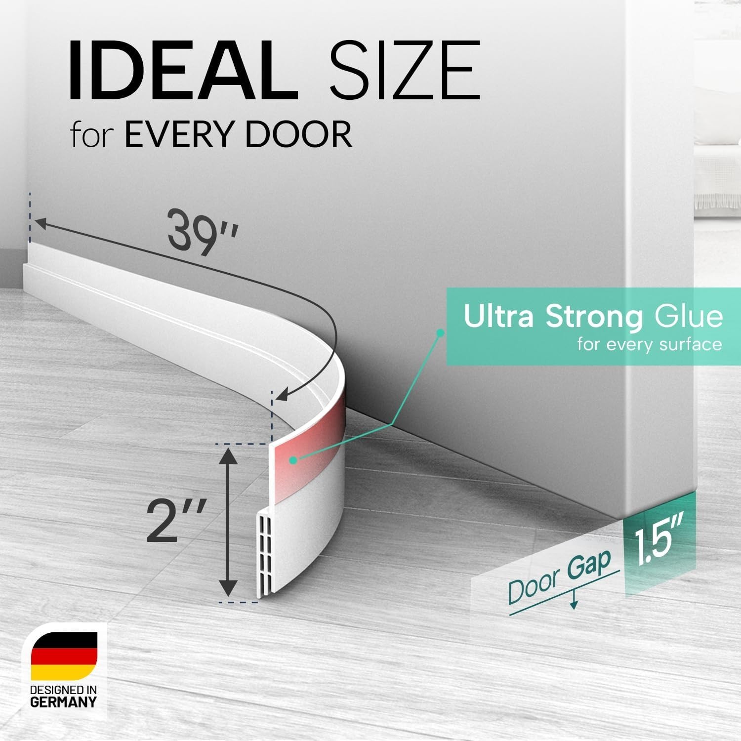 Under Door Seal Strips - 5-Pack Draft Stopper with Strong Adhesive, 2" H x 39" L - Image 4