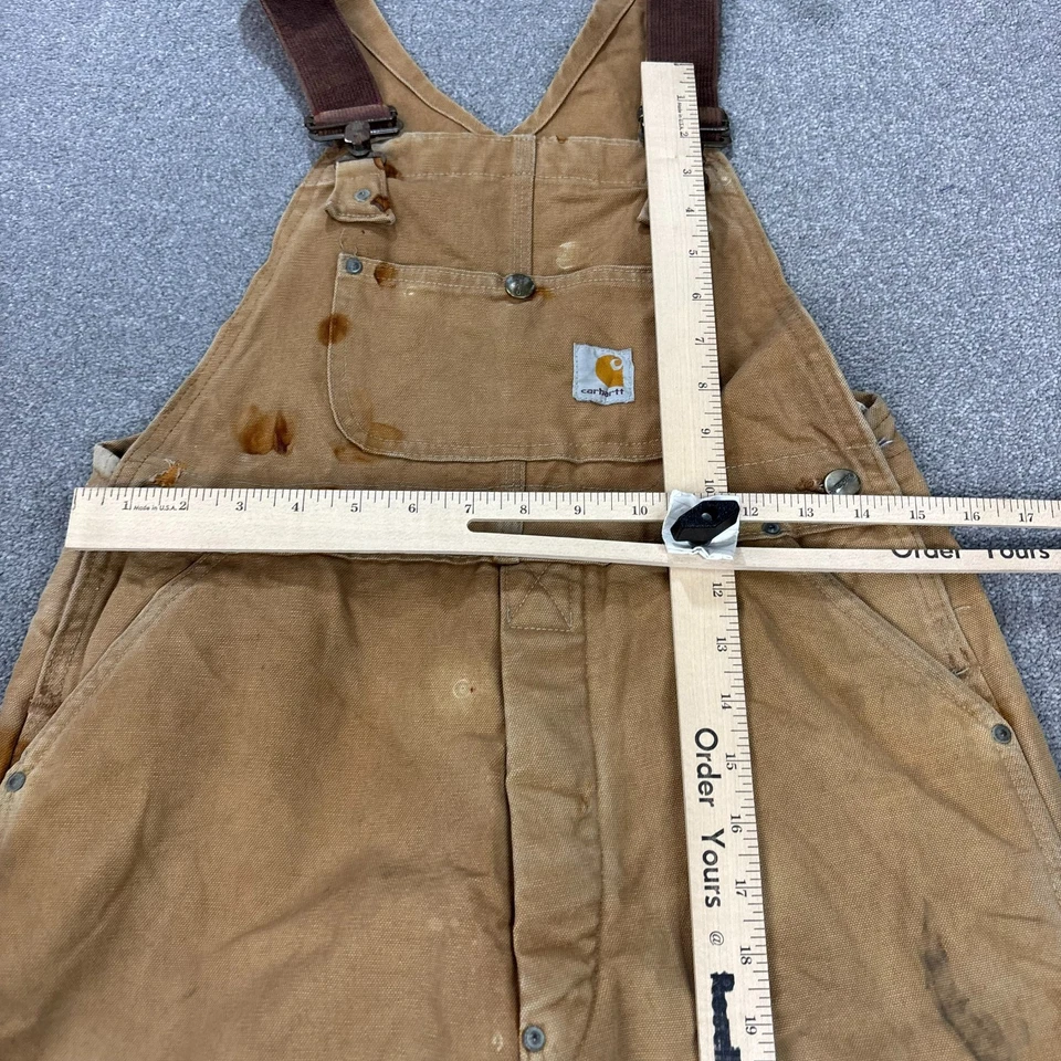 Macacão Carhartt Dungarees infantil 30x28 bronzeado joelho duplo acolchoado pato babador juvenil* - Imagem 4 de 4