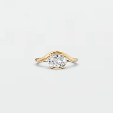 Oval Lab Grown Diamond Bezel Setting Solitaire Engagement Ring