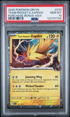 2025 POKEMON DRI EN-DESTINED RIVALS #070 TEAM ROCKET'S ZAPDOS PSA