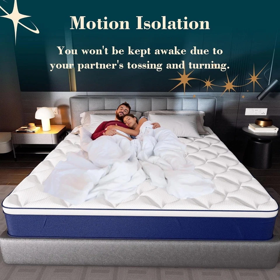 Colchón Queen de 12 pulgadas en una caja híbrido gel espuma viscoelástica resorte de bolsillo felpa suave Foto 3 de 4