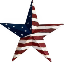 Metal Patriotic OLD Glory American Flag 3D Barn Stars Decor Memorial Day 4Th of