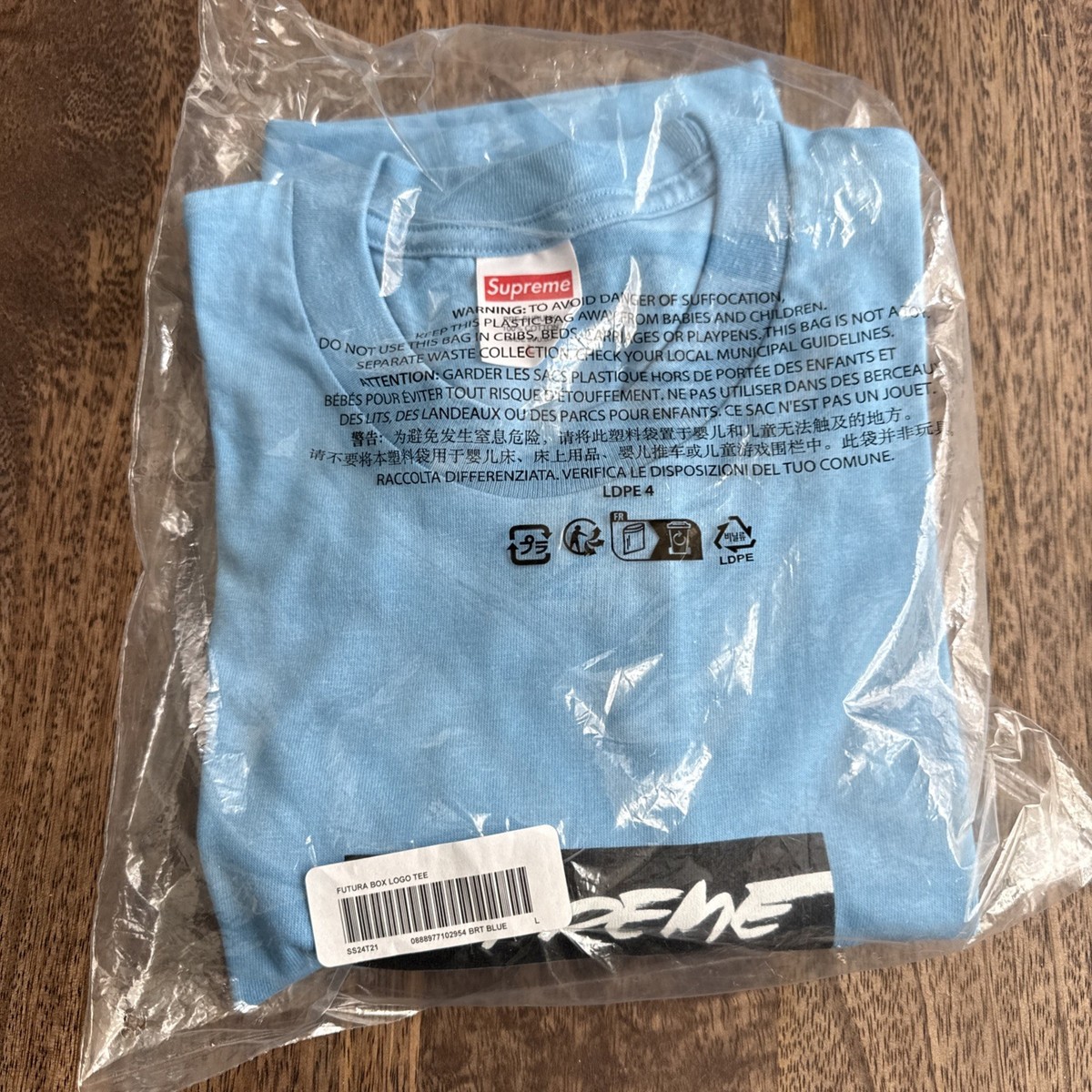 Supreme Futura Box Logo Tee Bright Blue Size Large New In Bag SS24 
