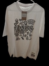 Los Angeles LA Lakers Mitchell & Ness Vintage Doodle T-Shirt Men’s Size Xl White