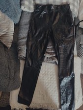 Topshop Women’s Black Vinyl Trousers Size 10 Goth, Punk, Kinky Style