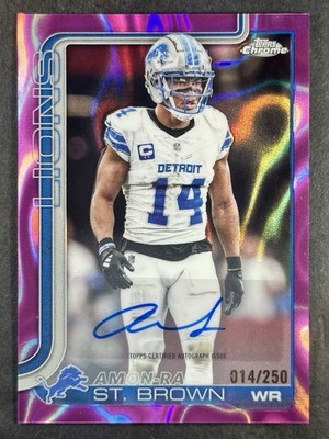 2025 Topps Chrome Amon-Ra St. Brown Chrome Auto Pink Lava Refractor /250
