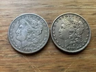 US Morgan Silver Dollars 2 coins circulated details Pre 1904 Lot T9
