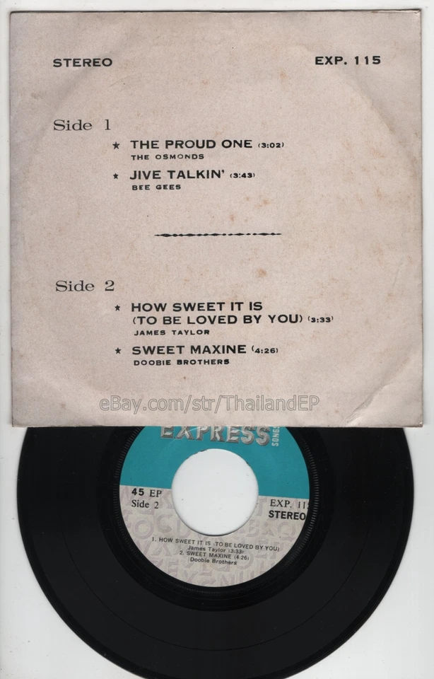 THE OSMONDS /BEE GEES /JAMES TAYLOR /DOOBIE BROTHERS THAI EP 7" THAILAND 45RPM - Image 3 of 3