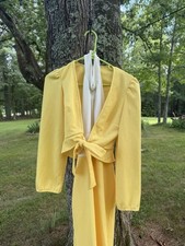 Vintage 70s 2-Piece Set Butter Yellow Bell Bottom Jumpsuit Tie Top