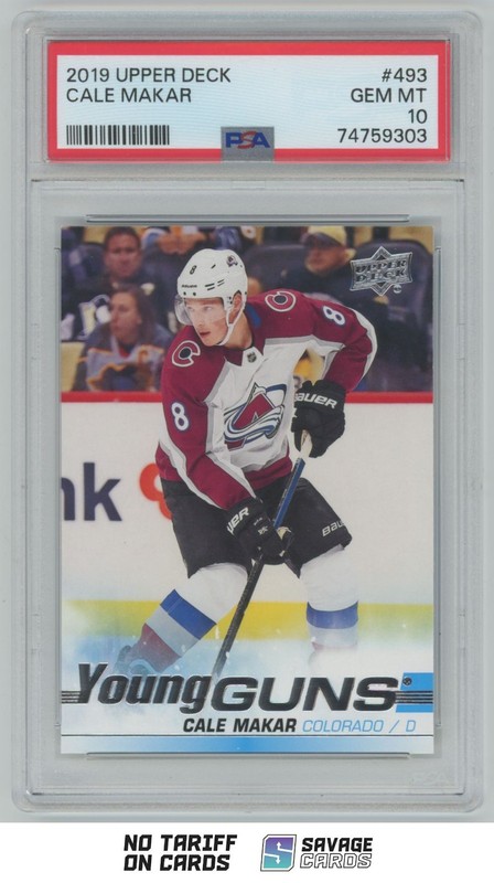 2019-20 Upper Deck Young Guns Cale Makar PSA 10 #493 Colorado Avalanche