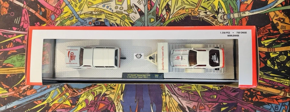 M2 MACHINES HAULER CHASE DIET COKE 73 CHEVROLET CHEYENNE/ 85 CAMARO IROC Z CHASE - Image 2 of 3