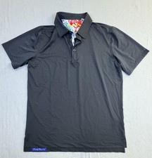 Robert Graham Polo Shirt Mens Medium Black Classic Fit Skull Golf Performance