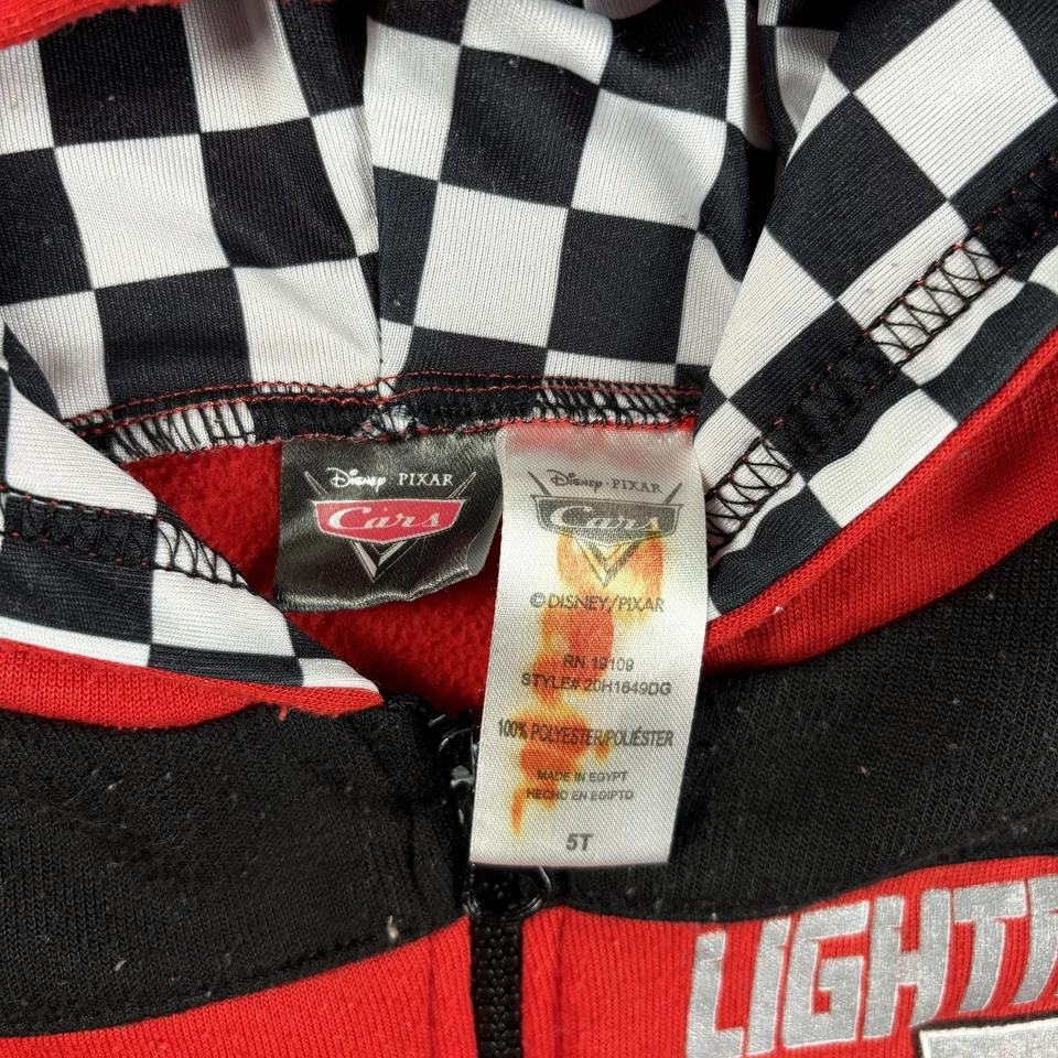 Disney Pixar Cars Lightning McQueen Hoodie Boys 5T Red Half Zip Graphic RARE - Image 2 of 4