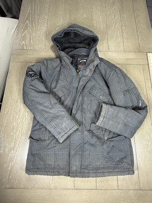 Billabong Coat Mens Small Gray Hooded Parka Insulated Zip Pockets M701XALA