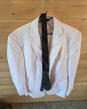 Men's White Polyester Tuxedo Suit Set Jacket Vest Pants Size XXL
