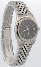 Rolex DateJust 31mm BLACK Steel Midsize 18K Steel Fluted JUBILEE Watch 68274 4