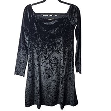 Hollister Black Velvet Long Sleeve Square Neck A Line Dress Size L