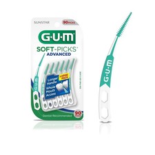 GUM Soft-Picks Advanced, Easy to Use Dental Picks 90 Count Pack of 1 , White