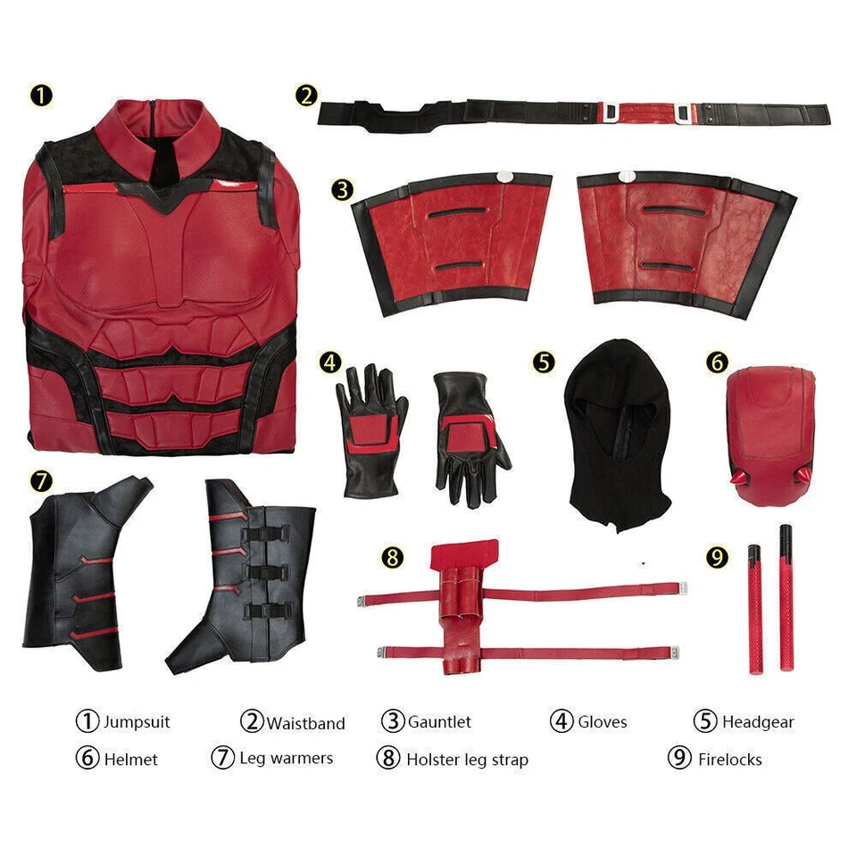 Daredevil Rebirth Superhero Cosplay Red Jumpsuit Mask Outfits Halloween Costume - Image 4 of 4