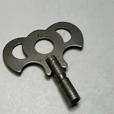 Antique Iron Ornate Clock Winding Key Size 3/16th Shaft 2.25" Long by 1-1/2"  #8