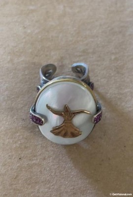 Turkish Whirling Dervish Motif Ring with Mother of Pearl