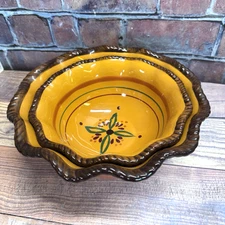 Set of 2 Celebrating Home Tuscan Stoneware Serving Nesting Bowls Fall Autumn