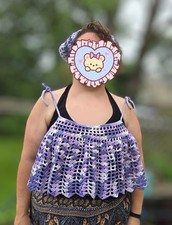 Cute Crochet Set Crochet Top Crochet Head Bandana OOAK Handmade Lot of 2