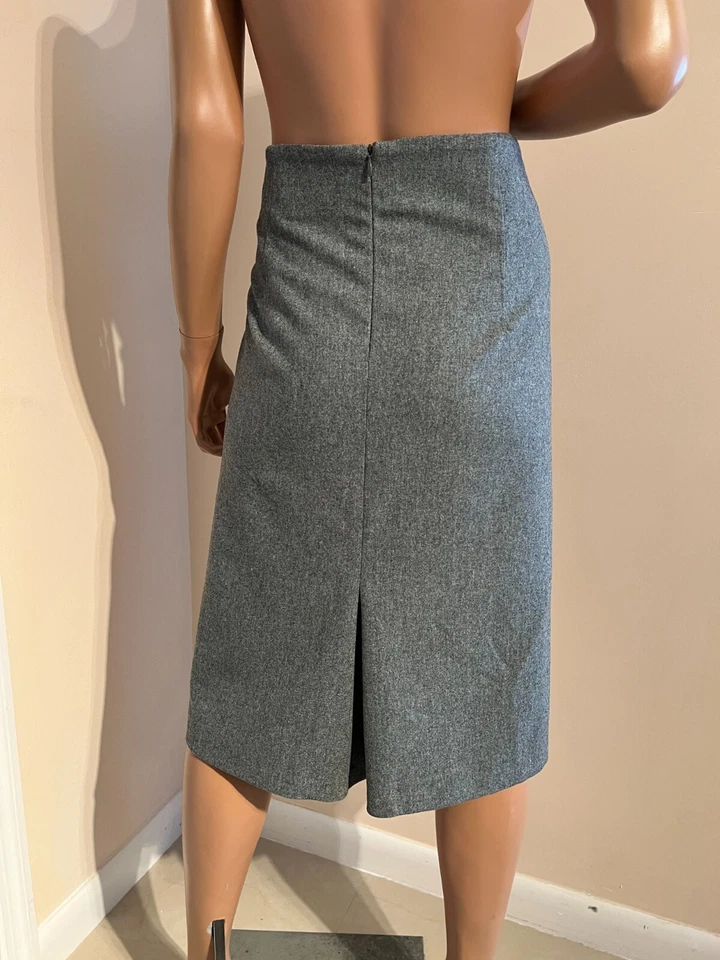 Falda Pancil Brunello Cucinelli Gris Lana Talla 10 NUEVA SIN ETIQUETAS