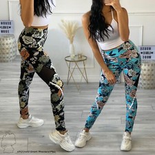 Damen Sport Leggings Stretch Fitness Hose Skinny Yoga Pants Treggings mit