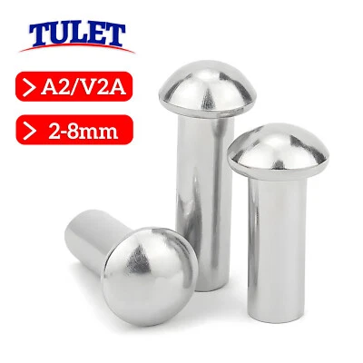 MARKENLOS Remaches semicirculares DIN 660 acero inoxidable V2A remaches 2 mm 2,5 mm 3 mm 4 mm 5 mm 6 mm 8 mm