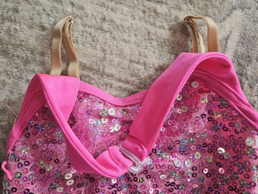 WEISSMAN Pink Sequined One Piece Unitard Biketard You… - Gem