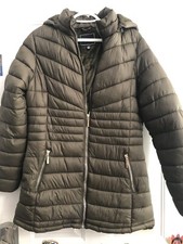 Snobbish Women Long Hooded Puffer Jacket Olive Size Xl