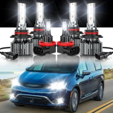 For Chrysler PACIFICA 2017-2020 LED Headlight Hi/Lo + Fog Lights Bulbs Kit 6500K