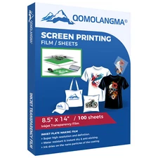 8.5"x14" 100/Pack Waterproof Inkjet Screen Printing Positive Transparency Film