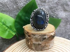 Labradorite Handmade Gemstone Ring 925 Silver Plated Free Ship Size 9 New 6427