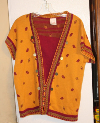 Mondi Sweater Vest Womens Size 40/ M yellow Knit shot sleeve  Vintage  Academia