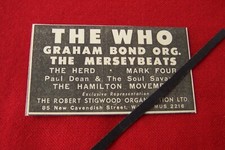 THE WHO ROBERT STIGWOOD REPRESENTATION 1966 ORIGINAL VINTAGE ADVERT