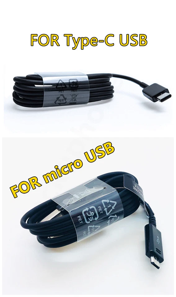 10/100 Type-C Fast Charging Cable For  Samsung Phone Android Black&whihte LOT - Image 3 of 4