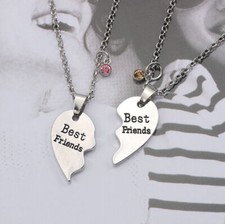 2x COLLANA CIONDOLO CUORE SPEZZATO BEST FRIENDS DOPPIO REGALO AMICIZIA AMORE