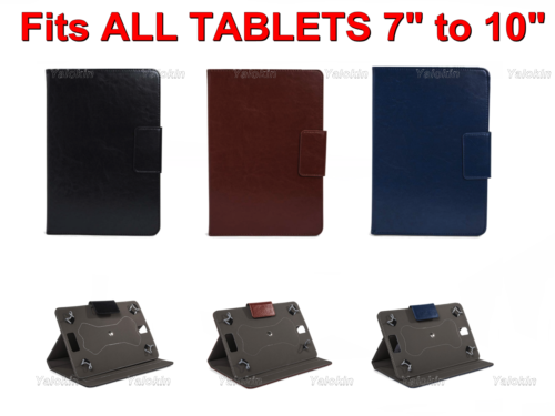 Universal Rotating Stylish Case for All Tablets Sizes Fits 7" to 10" - Leather - Picture 1 of 28