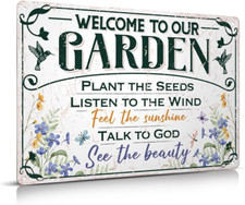 Welcome to Our Garden Metal Sign 12"X8" outside Garden Welcome Sign Gardening Gi