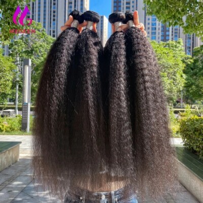 15A Kinky Human Hair Bundles Peruvian Raw Yaki Straight  display picture 3
