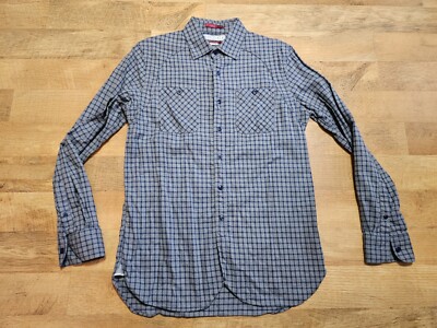 THE FIELD medium selvedge gussets grey flannel plaid winter shirt