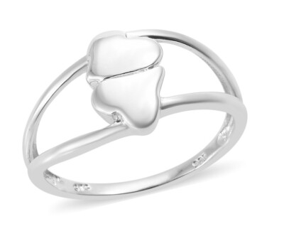  Platinum Over Sterling Silver Heart Split Ring (Size 9.0) (Avg. 3.43 g)