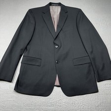 Hugo Boss Blazer Mens 42R Black Single Breast Wool Union Made USA Two Button