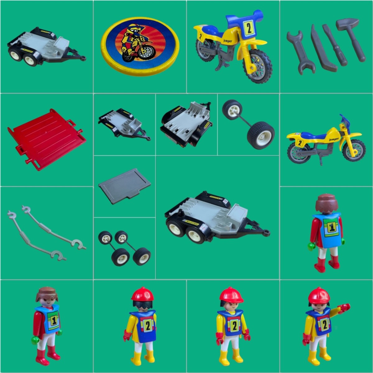 PLAYMOBIL (S513) RACING - Voiture 4x4 Jeep Rouge Rallye Moto Cross 3754