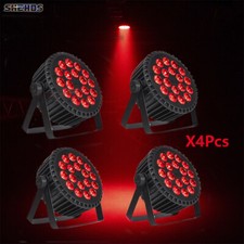 SHEHDS 4Pcs 18x18w RGBWA UV Aluminum Alloy LED Stage Flat Par Lighting Club
