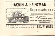 1900 Haskin  Heinzman Carpenter & Builder Steel Ceiling Specialty ELLENVILLE  NY